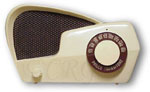 Philco Radio model 49-501 Boomerang, bakelite with white finish and knobs, 1949