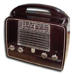 Dutch Philips Radio model BX 422 AB, bakelite with handle, ac-dc, 1952, Holland