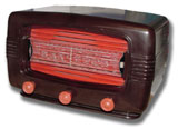 Radialva Radio model Super AS50, brown bakelite, red grille, French