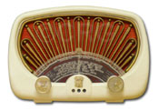 Radiola Radio model RA-26U, white plaskon, red grille, 1951, French