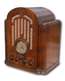 RCA Radio model 128, large shouldered wood tombstone