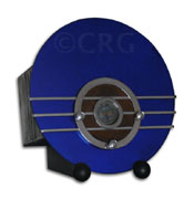 Canadian Sparton Radio model 154B Bluebird, round blue mirror with chrome accent design, 1936