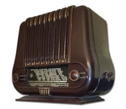 Telefunken Radio model Bahia 1065U, brown bakelite, lyre design, 1950, Spain