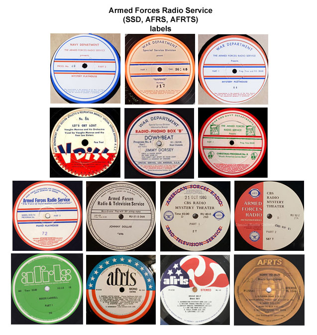 AFRS, AFRTS and SSD transcription record labels
