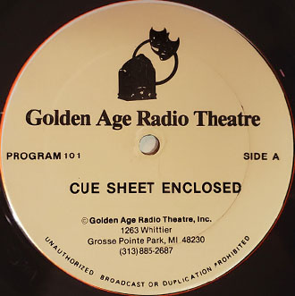 Golden Age Radio Theatre radio transcription disc label