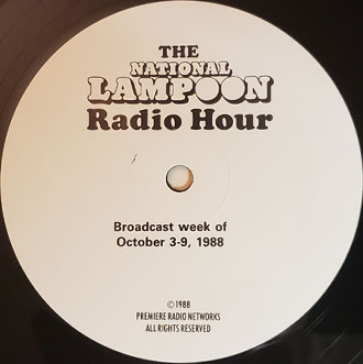 National Lampoon Radio Hour radio transcription disc label