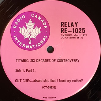 Radio Canada radio transcription disc label