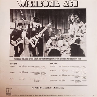 An Evening with Wishbone Ash radio show record back cover