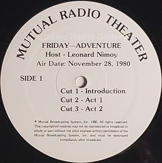 Mutual Radio Theater radio transcription disc label